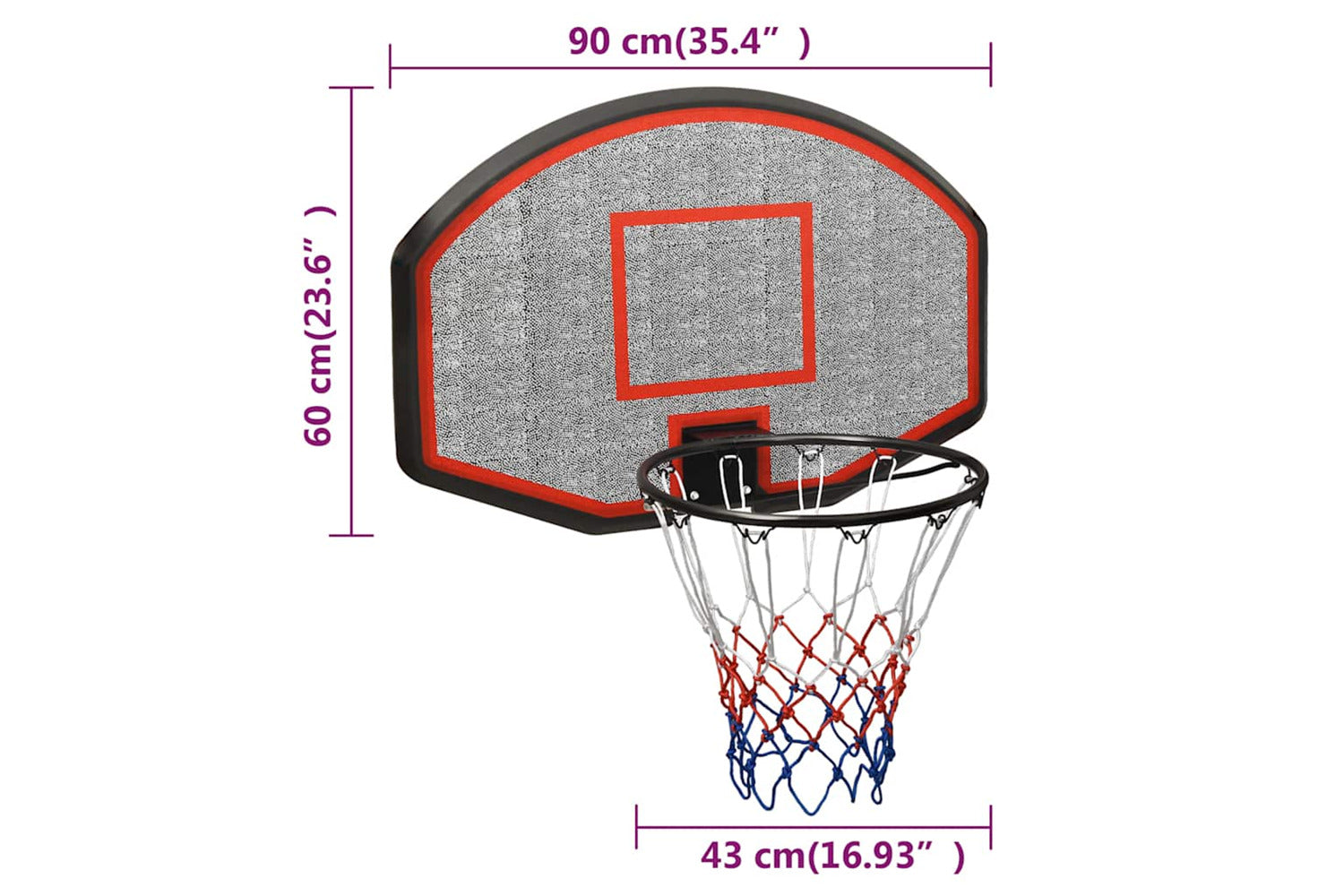 Vidaxl Basketball Backboard Black 90x60x2 Cm Polyethene-7