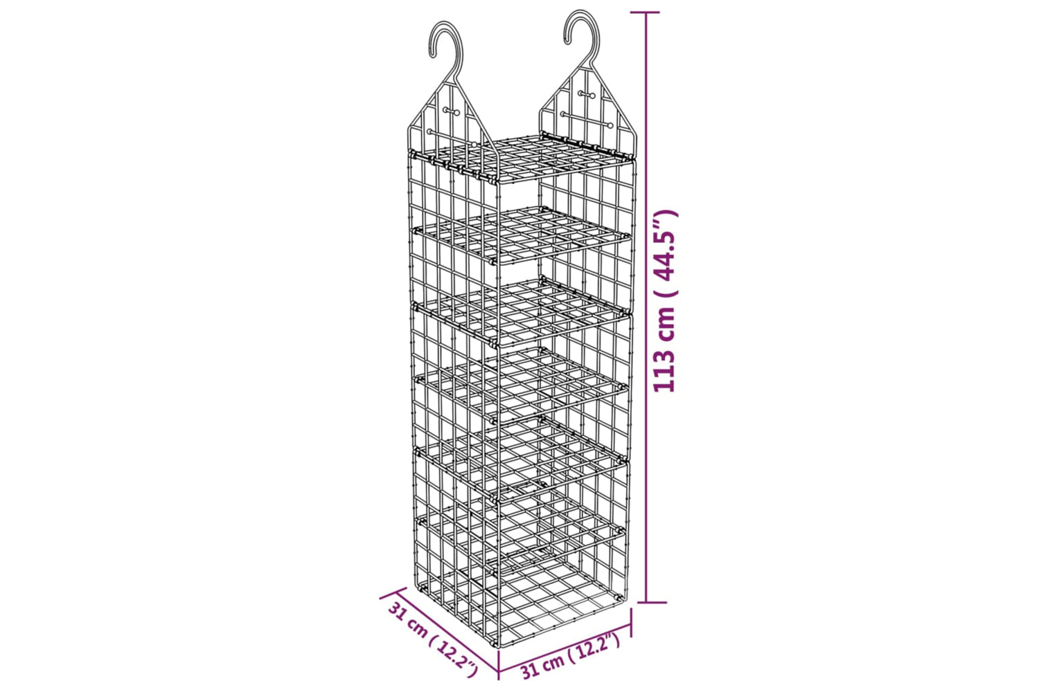 Vidaxl 344375 Hanging Closet Organiser With 7 Shelves-7