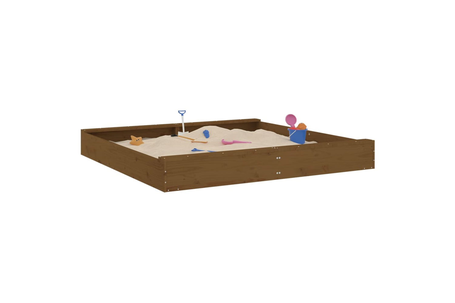 vidaXL 825040 Sandbox With Seats Honey Brown Square Solid Wood Pine-2