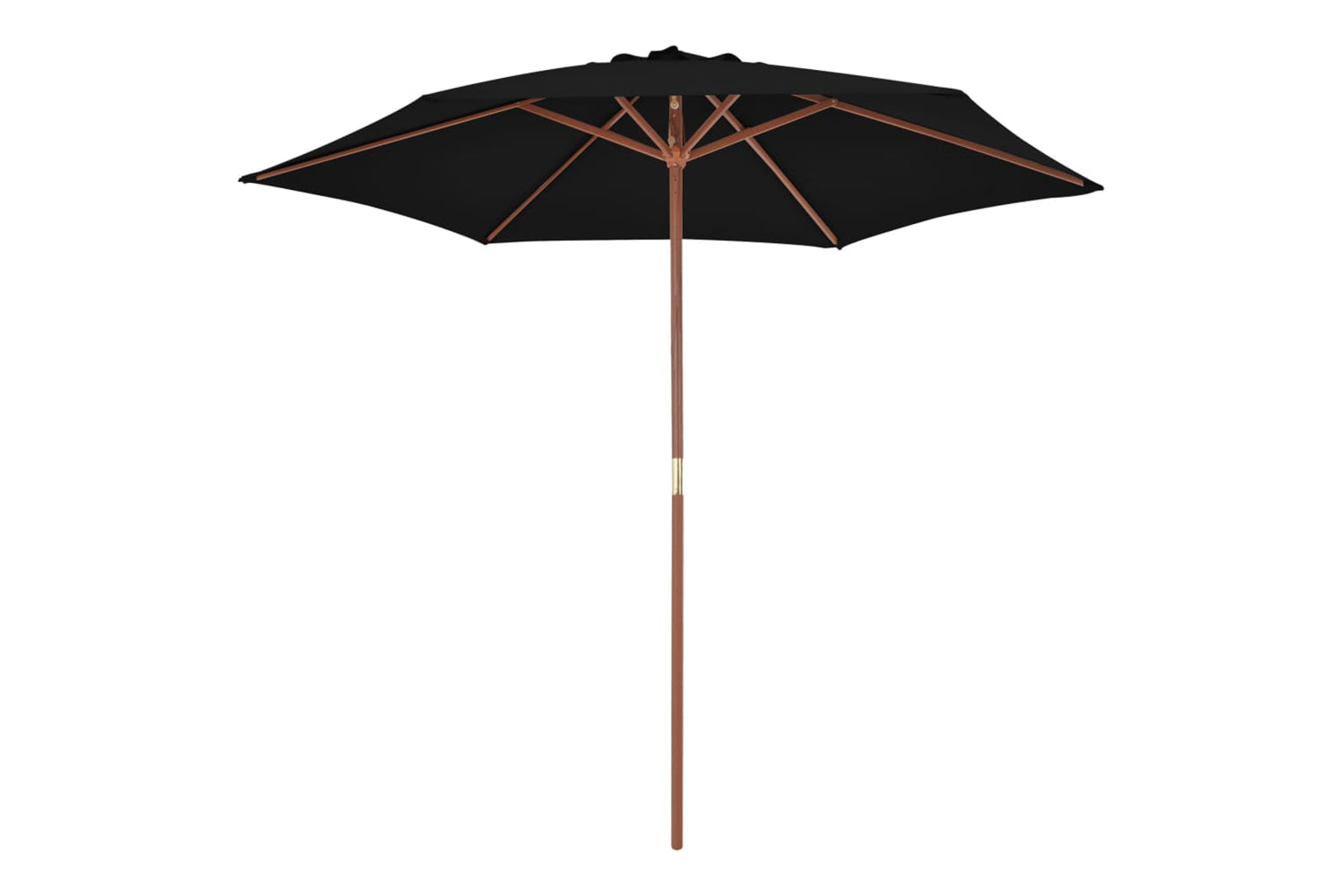vidaXL 313762 Outdoor Parasol With Wooden Pole Black 270cm-2