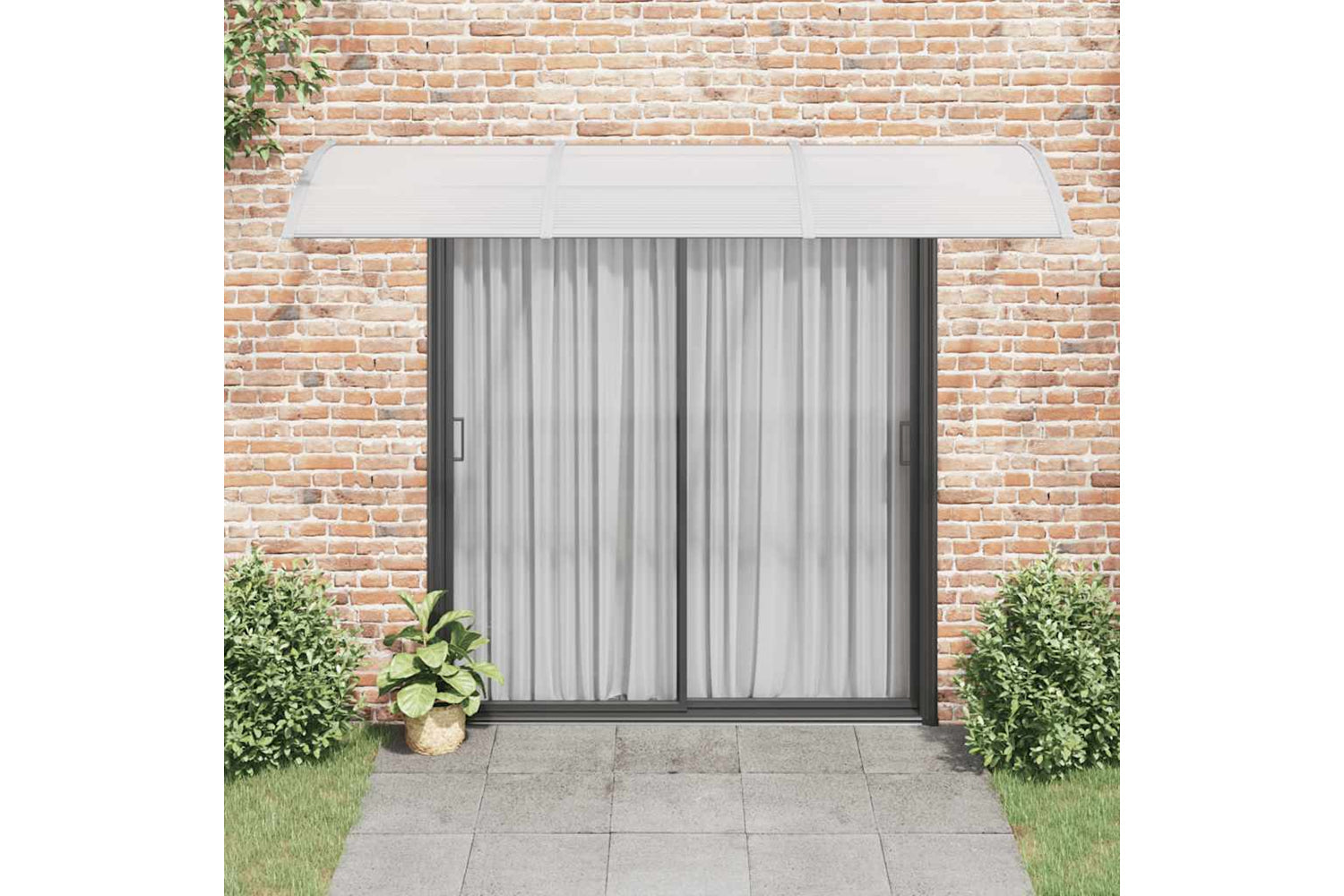 vidaXL Door Canopy Grey 300x100cm Polycarbonate-2
