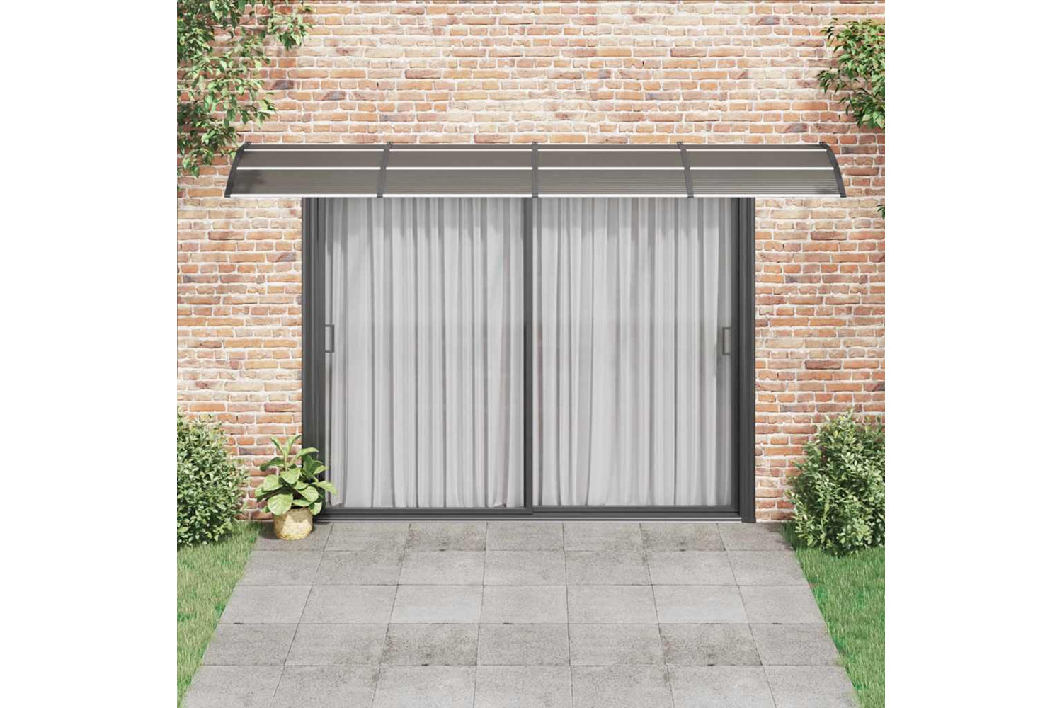 vidaXL Door Canopy Black 400x100cm Polycarbonate-2