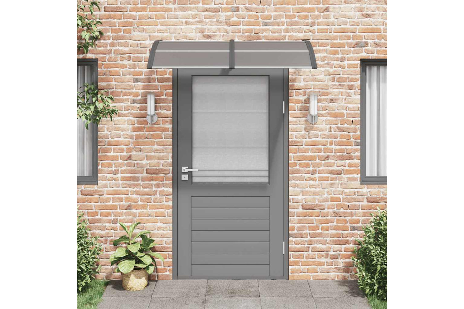vidaXL Door Canopy Black 150x100cm Polycarbonate-2