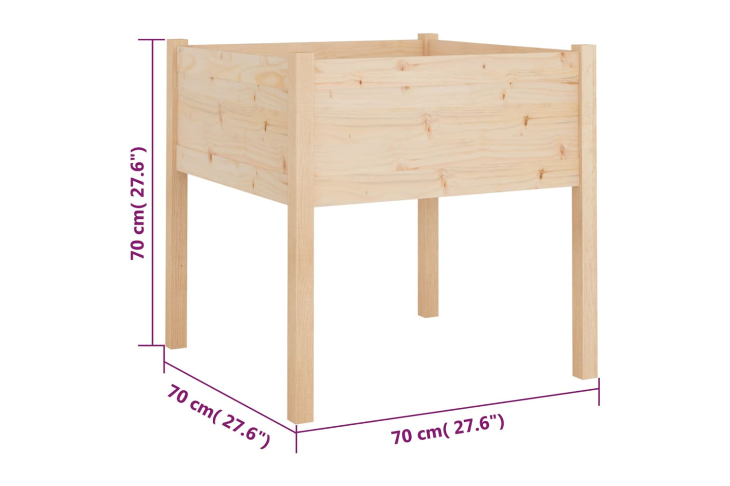 vidaXL 810810 Garden Planters 2 Pcs 70x70x70cm Solid Pinewood-7