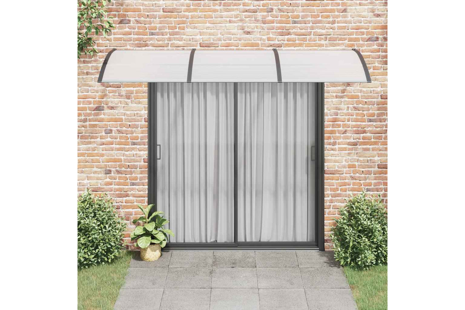 vidaXL 153578 Door Canopy Black And Transparent 300x80cm Polycarbonate-2