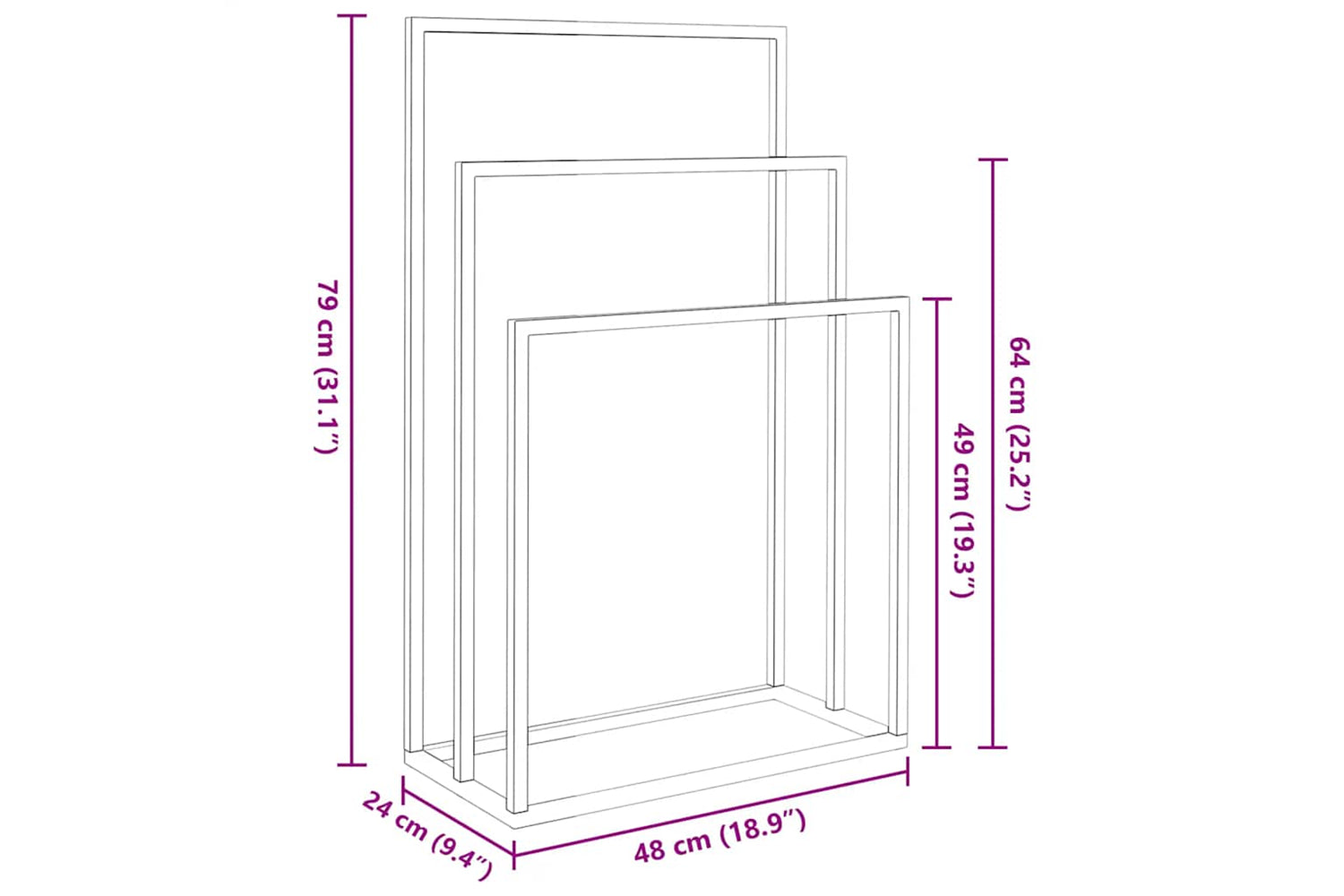 vidaXL 343091 Freestanding Towel Rack White 48x24x79cm Iron-8