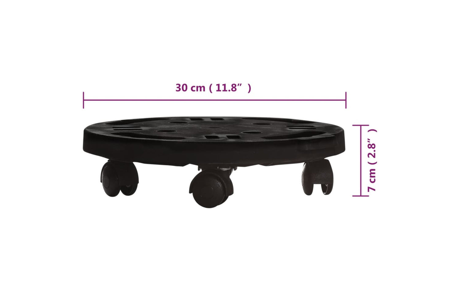 Vidaxl Plant Trolley With Wheels Diameter 30 Cm Black 170 Kg-8