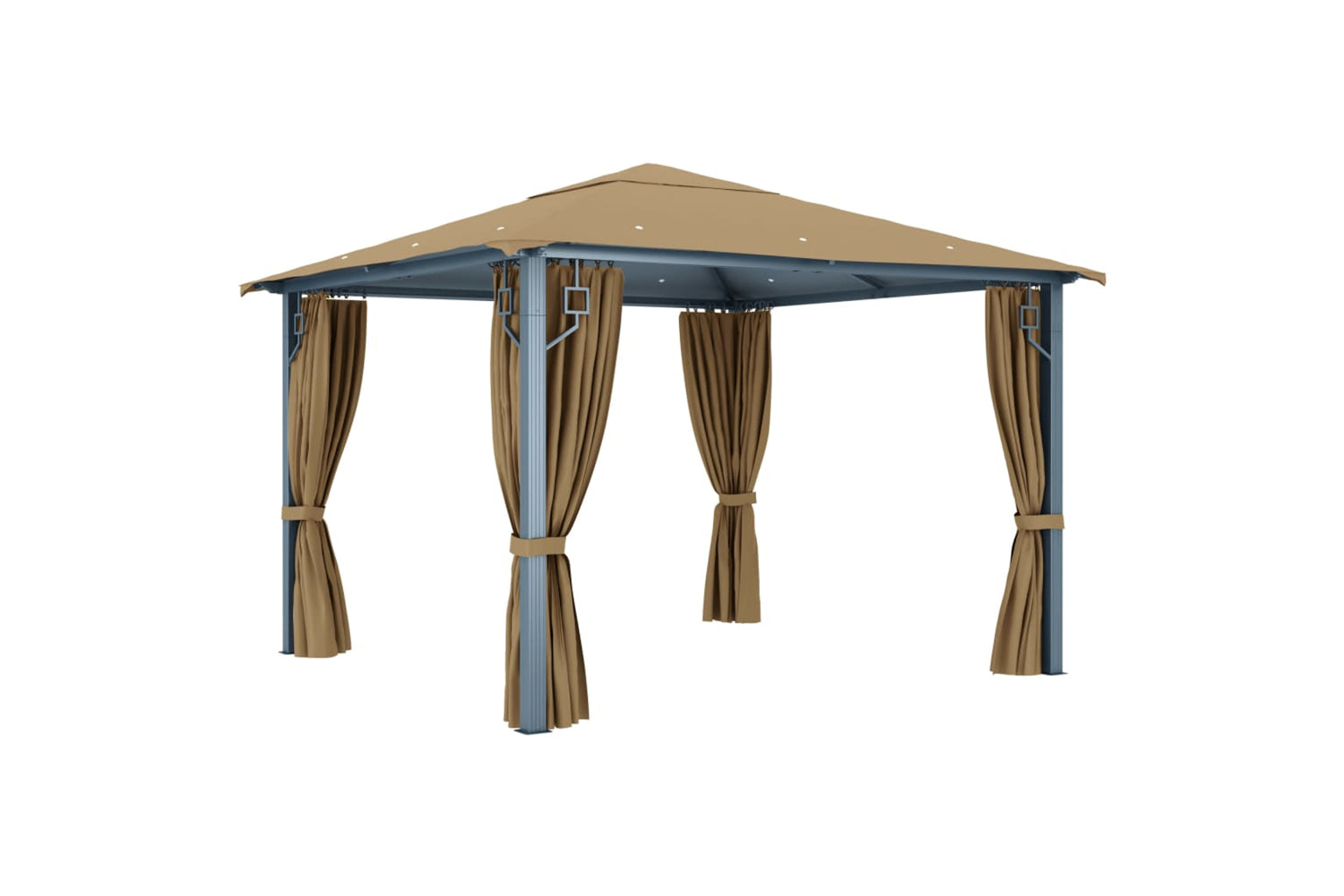 vidaXL 313893 Gazebo With Curtain 300x300cm Taupe Aluminium-4