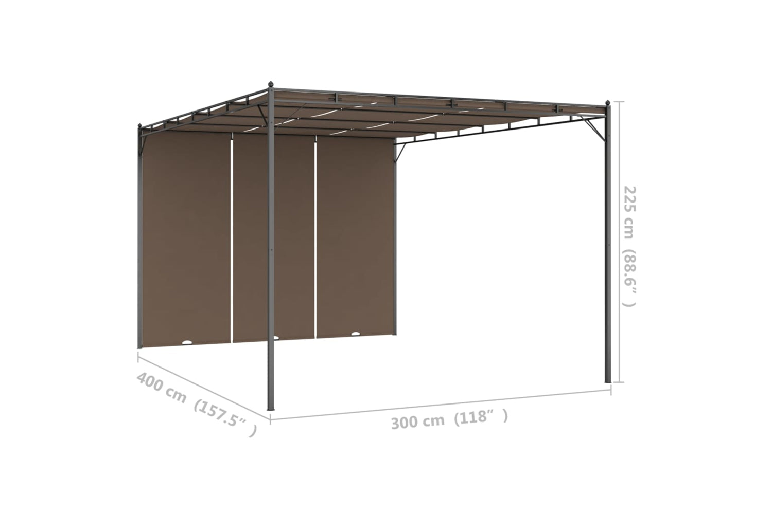 Vidaxl 312264 Garden Gazebo With Side Curtain 4x3x2.25 M Taupe-9