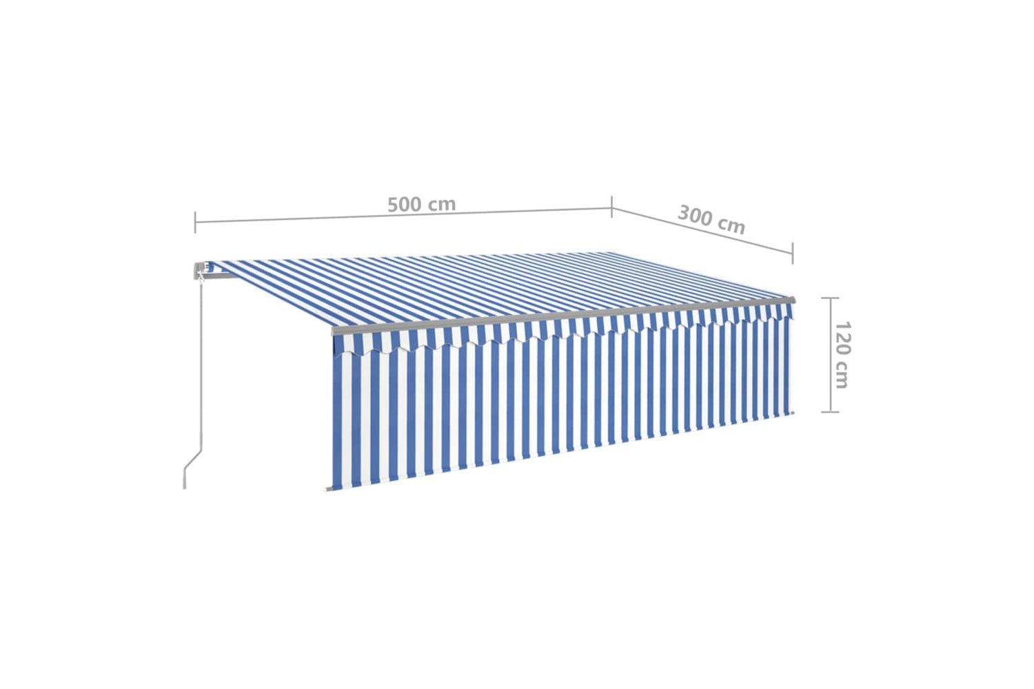 Vidaxl 3069456 Manual Retractable Awning With Blind 5x3m Blue&white-6