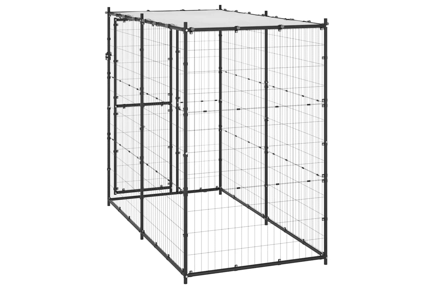 Vidaxl Outdoor Dog Kennel Steel With Roof 110x220x180 Cm-4