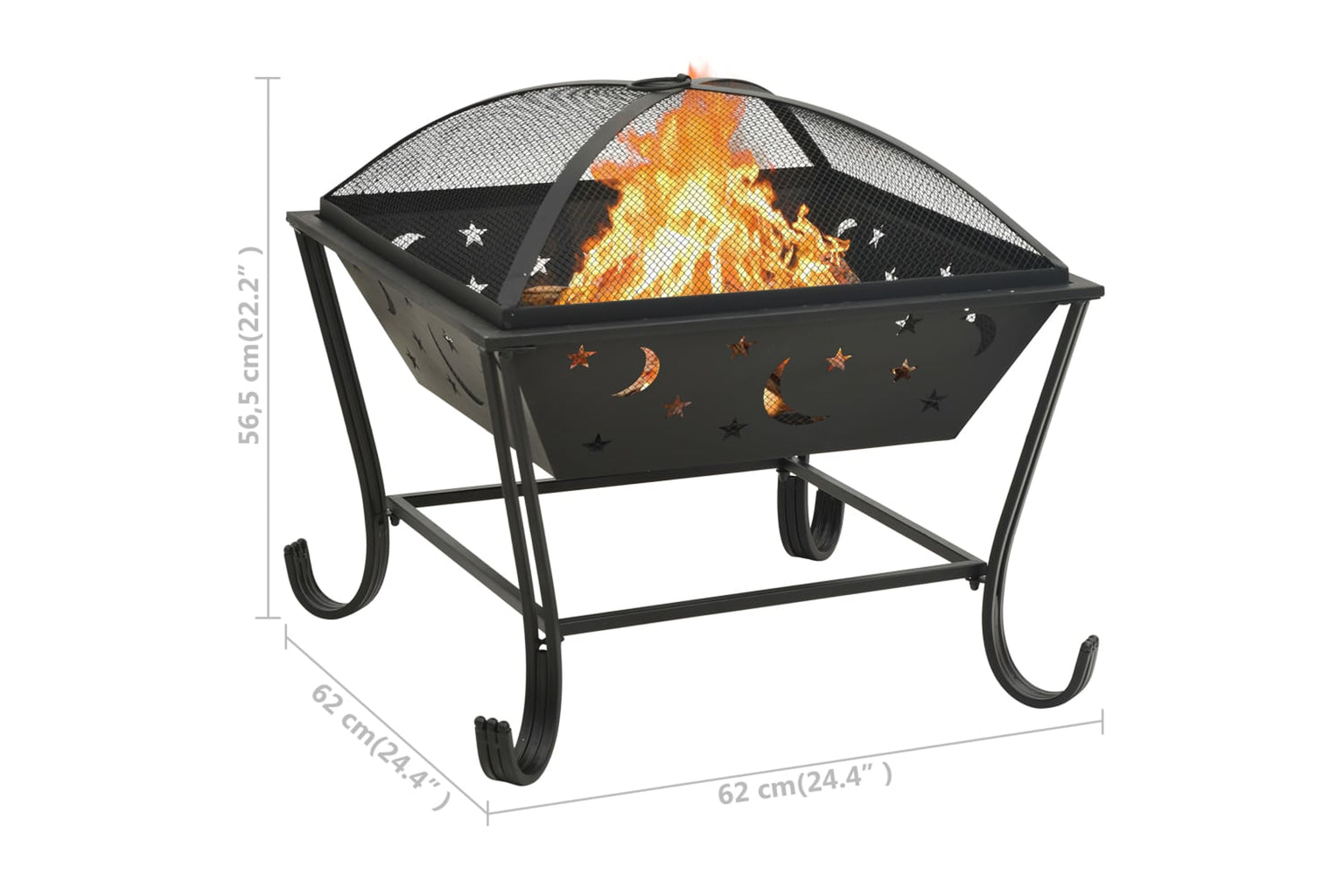 vidaXL 311893 Fire Pit With Poker 62cm Xxl Steel-8