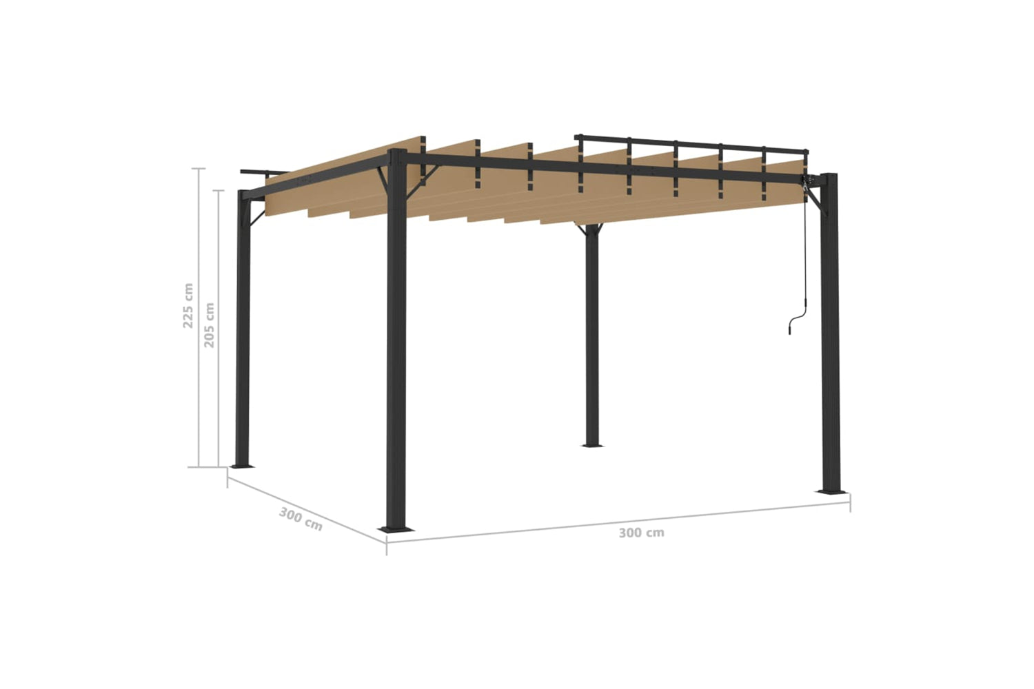 Vidaxl Gazebo With Louvered Roof 3x3 M Taupe Fabric And Aluminium-7