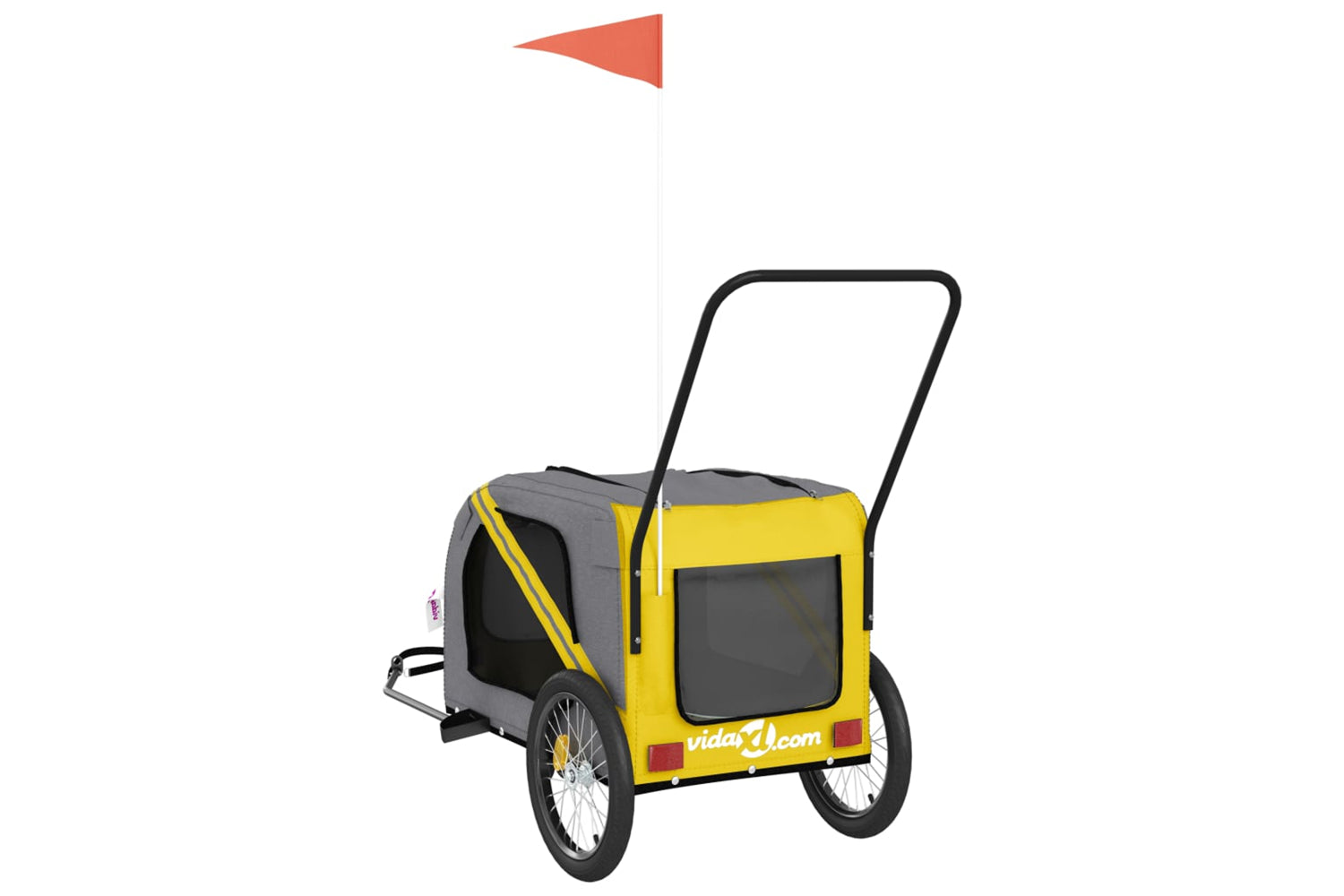 Vidaxl 93903 Pet Bike Trailer Yellow And Grey Oxford Fabric And Iron-7