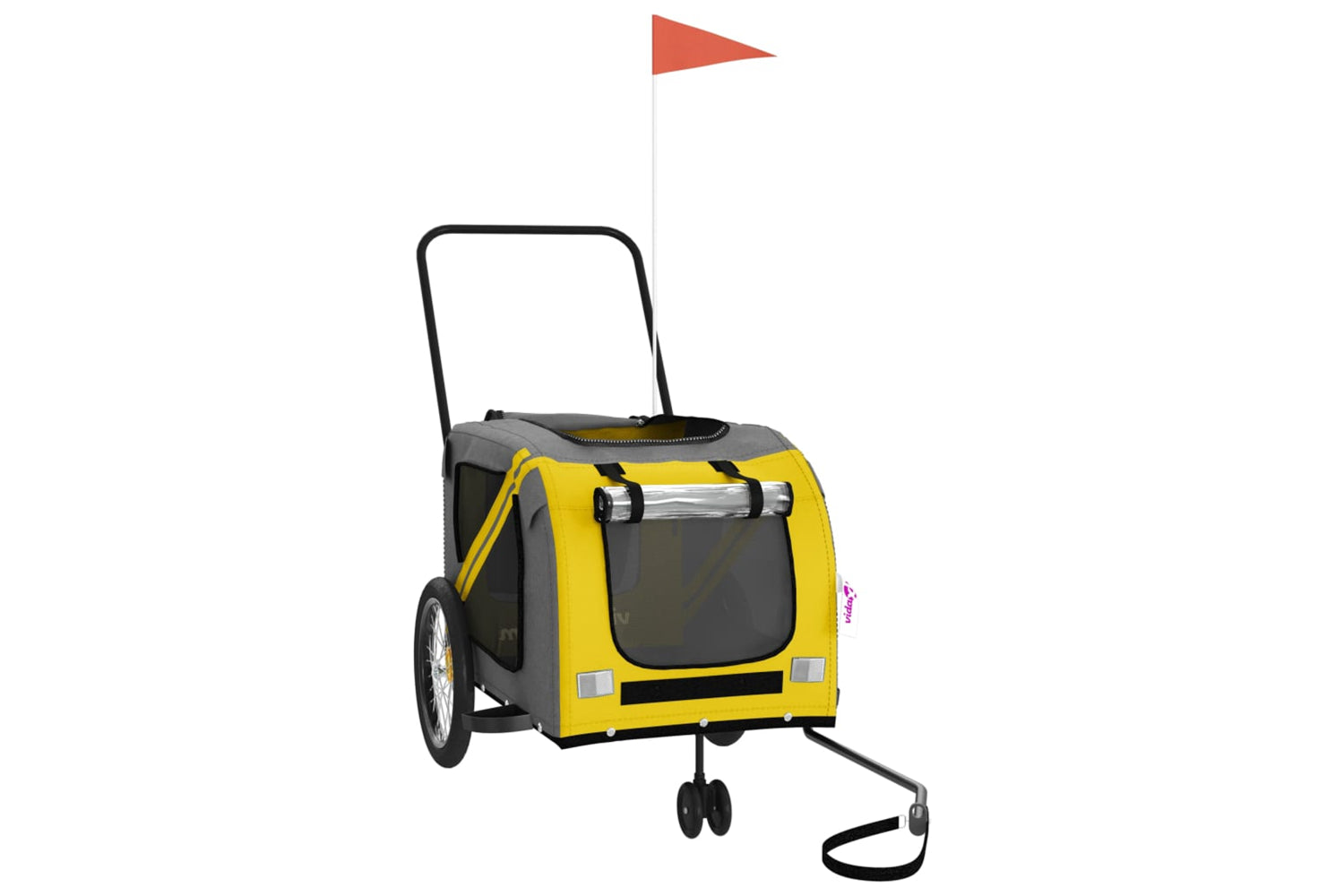 Vidaxl 93903 Pet Bike Trailer Yellow And Grey Oxford Fabric And Iron-2