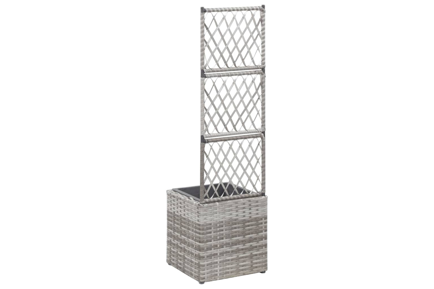 vidaXL 46933 Trellis Raised Bed With 1 Pot 30x30x107cm Poly Rattan Grey-3