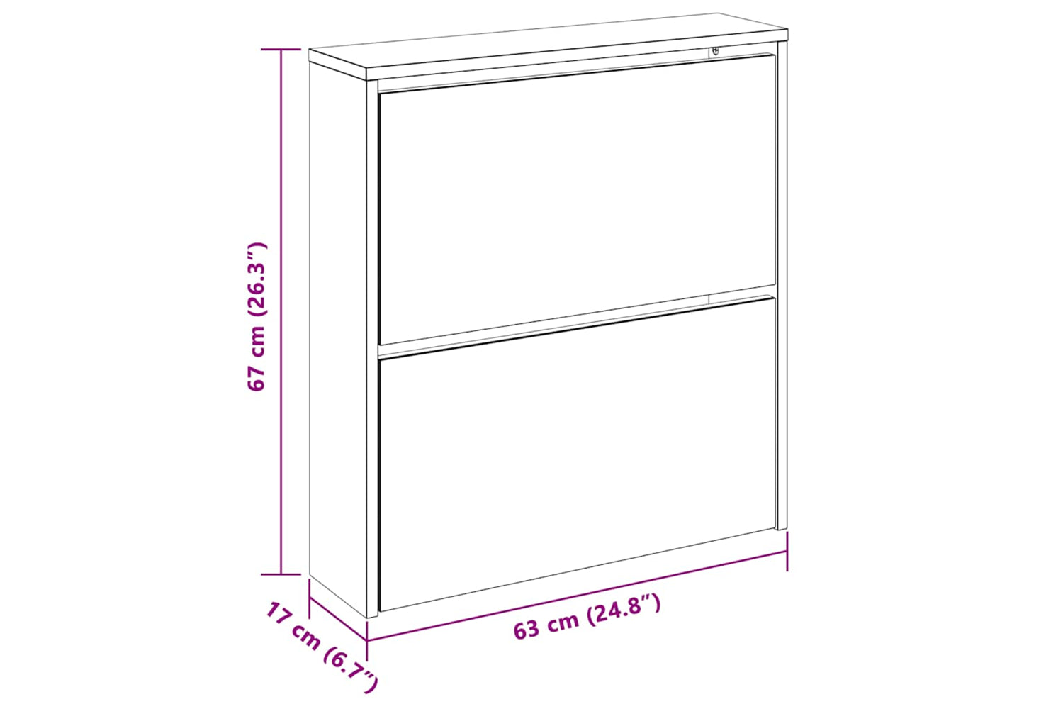 vidaXL 243045 Shoe Cabinet 2-layer Mirror Oak 63x17x67cm-7
