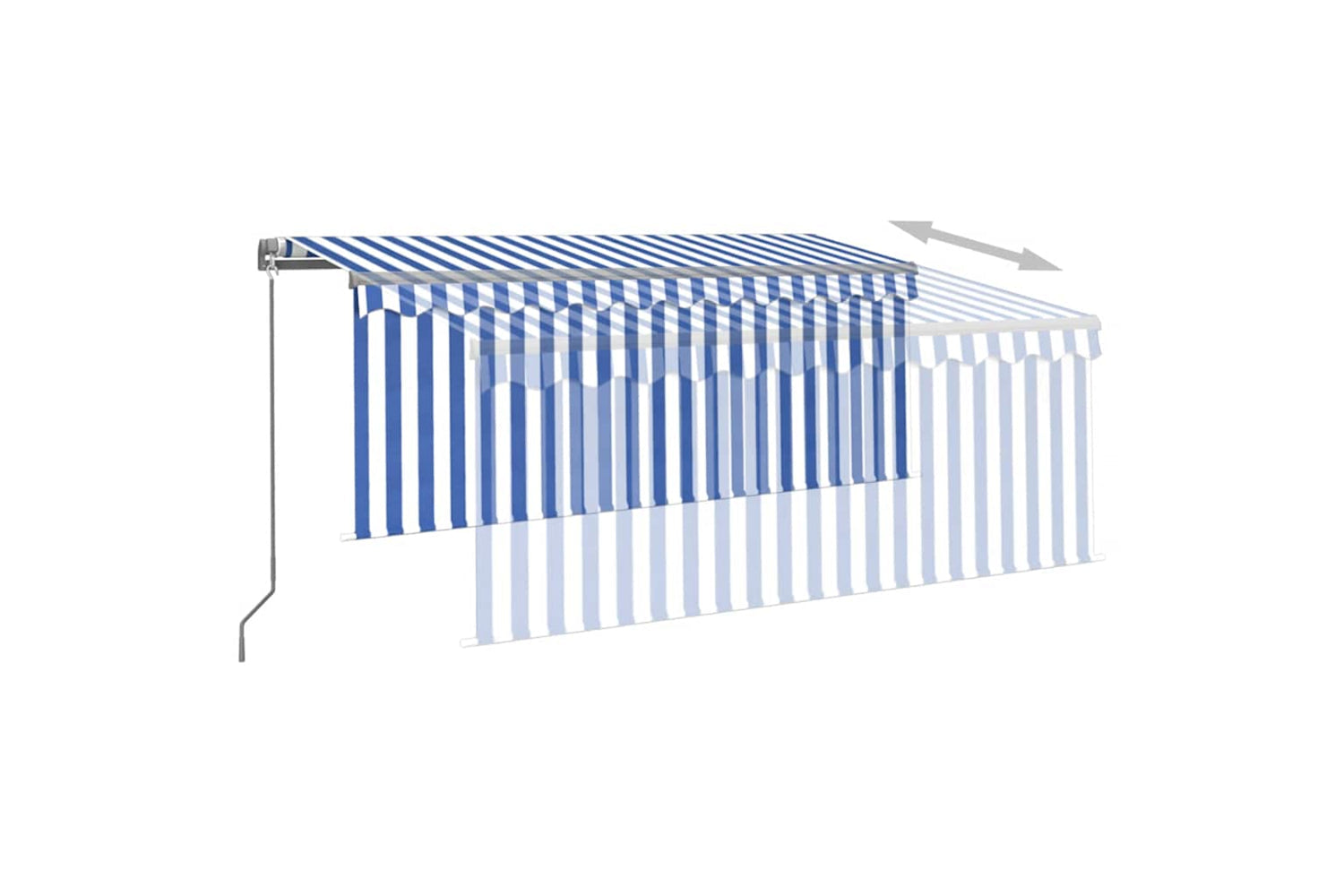 Vidaxl Manual Retractable Awning With Blind&led 3x2.5m Blue&white-3
