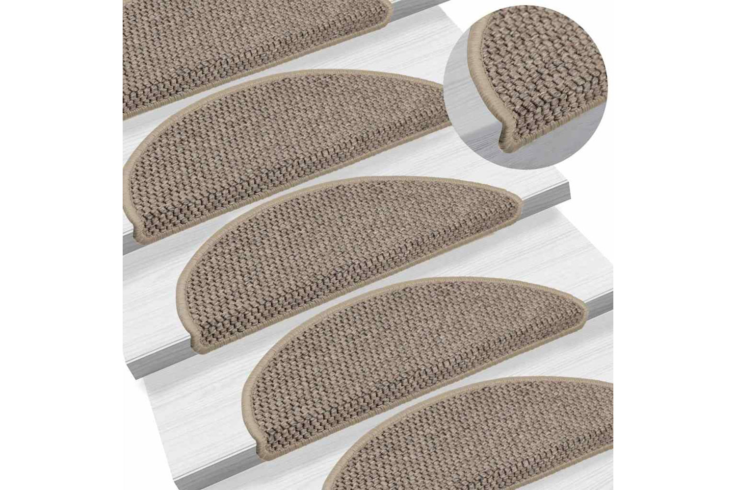 vidaXL 326866 Stair Mats Self-adhesive Sisal-look 15 Pcs 56x17x3cm Dark Beige-6