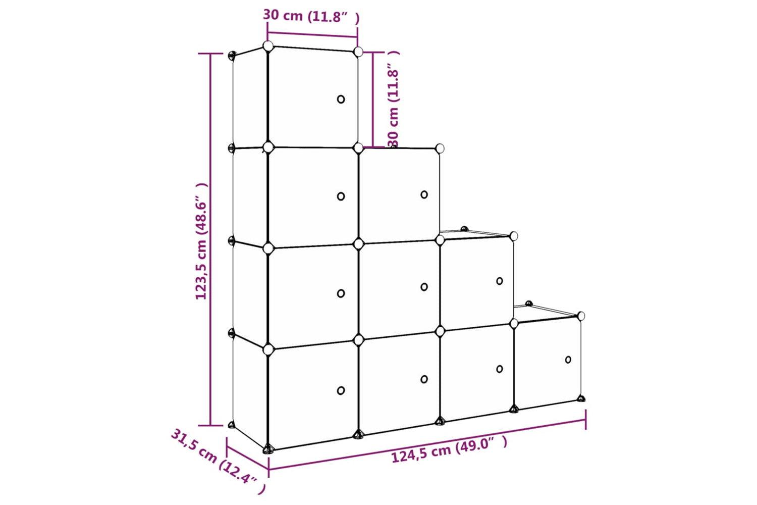 Vidaxl 340577 Cube Storage Cabinet For Kids With 10 Cubes White Pp-7
