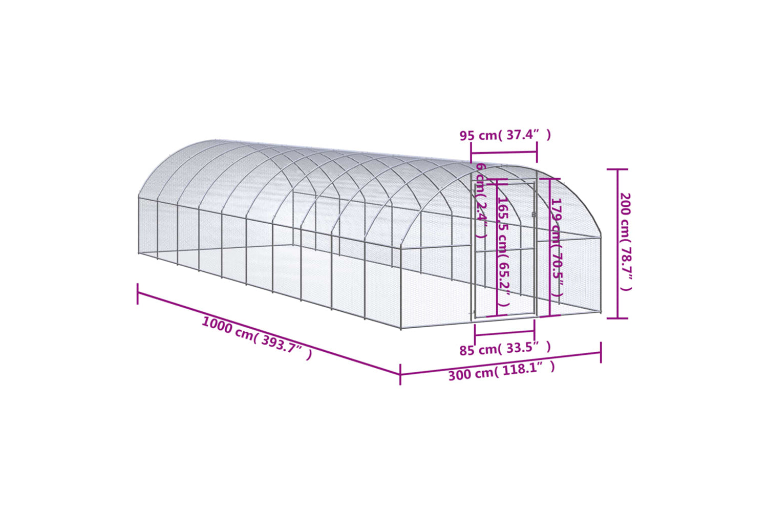 Vidaxl 3095467 Outdoor Chicken Coop 3x10x2 M Galvanised Steel-7