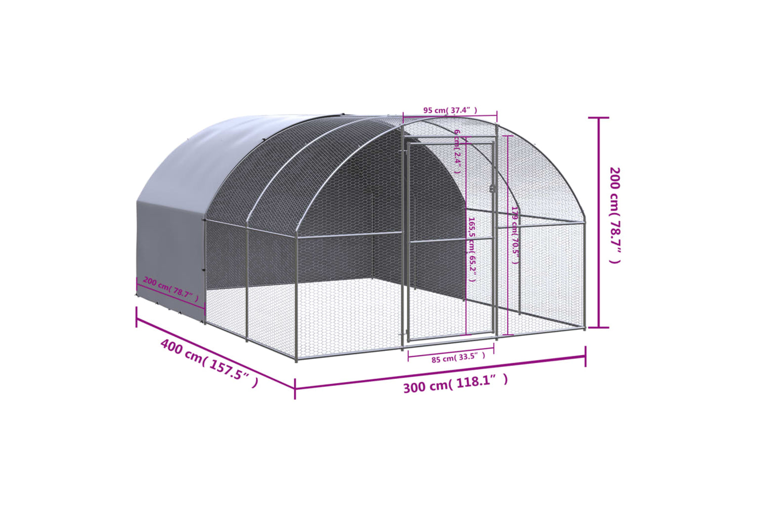 Vidaxl 3095473 Outdoor Chicken Coop 3x4x2 M Galvanised Steel-9