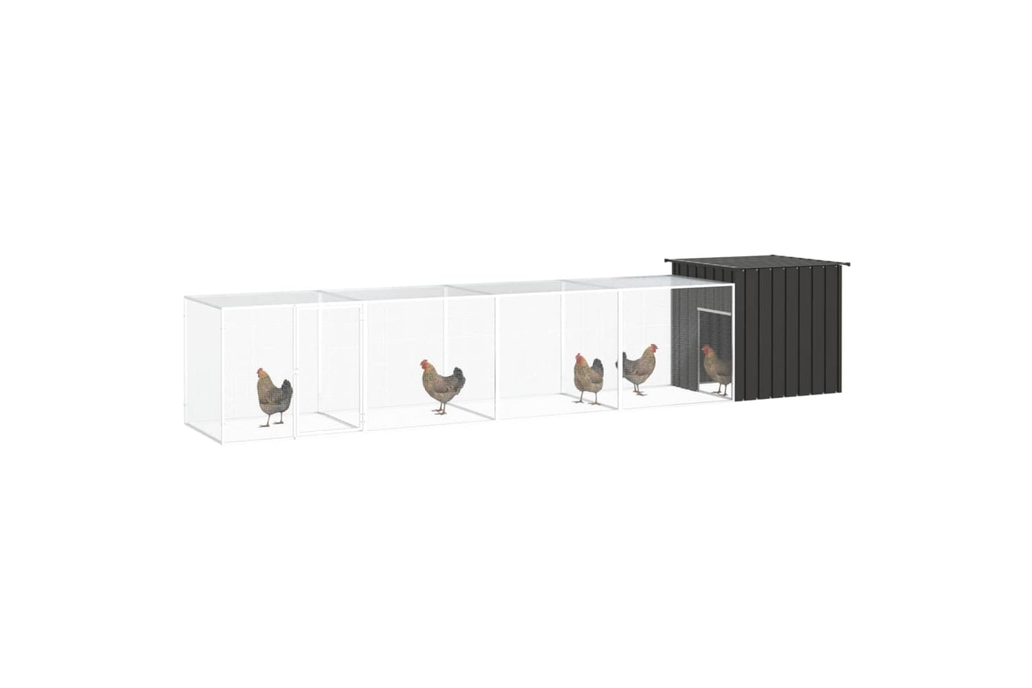 vidaXL 3106454 Chicken Cage Anthracite 500x91x100cm Galvanised Steel-2