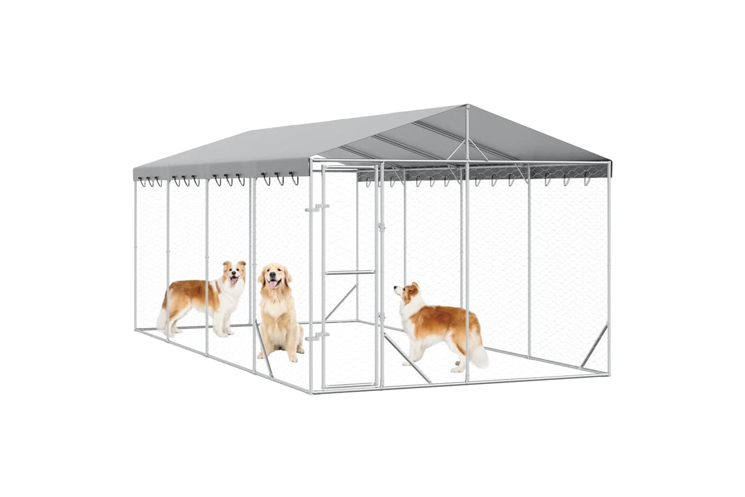 Vidaxl 3190488 Outdoor Dog Kennel With Roof Silver 3x6x2.5 M Galvanised Steel-2