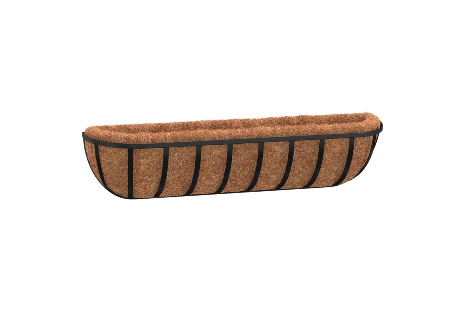 vidaXL 319356 Wall Troughs 2 Pcs With Coco Liners Black 91x20x23cm Steel-2