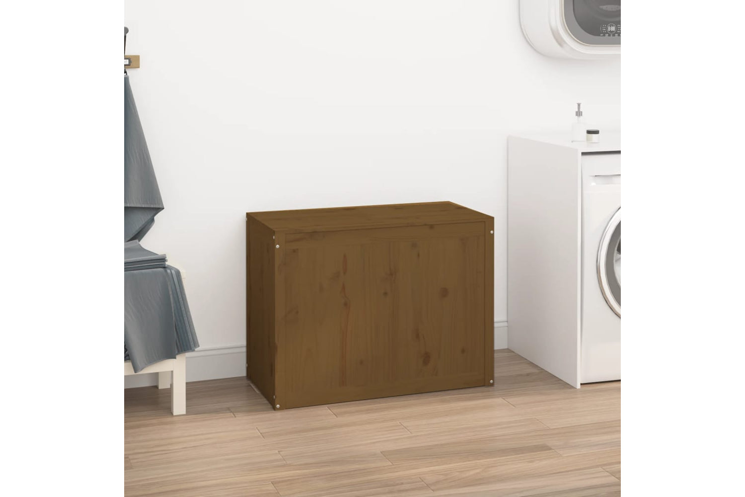 vidaXL 823572 Laundry Box Honey Brown 88.5x44x66cm Solid Wood Pine-2