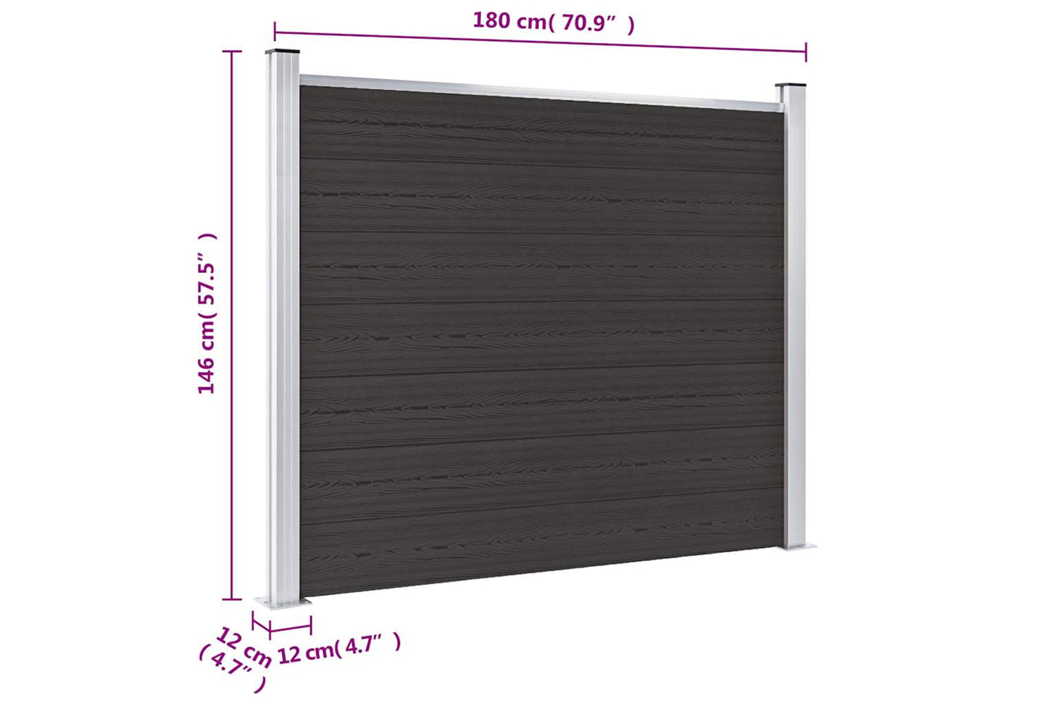 Vidaxl Fence Panel Wpc 180x146 Cm Black-9
