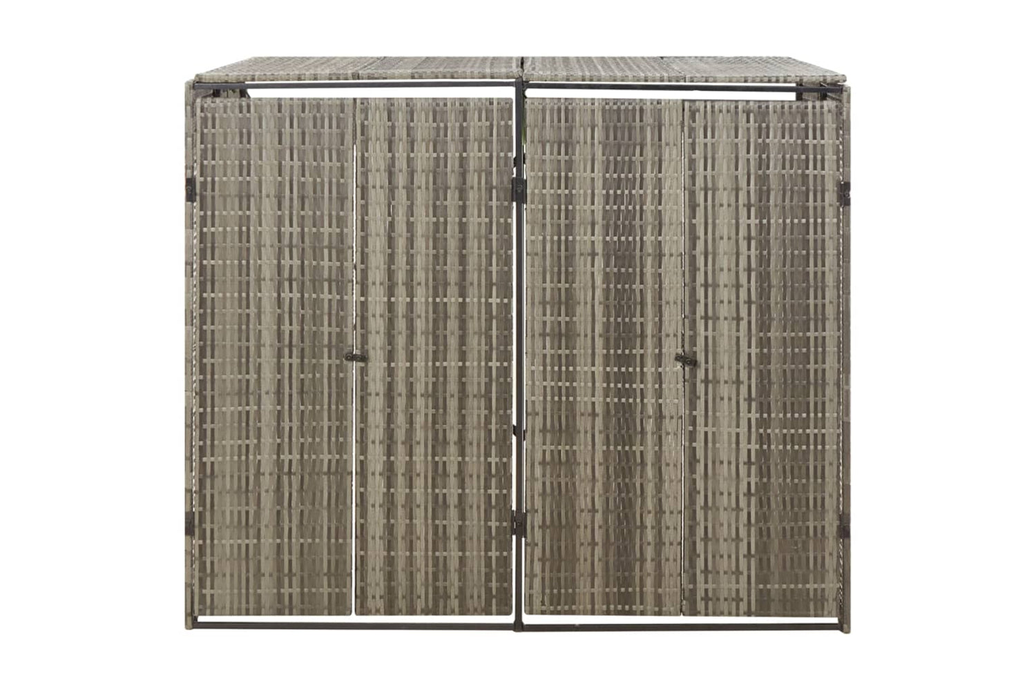 vidaXL 319865 Double Wheelie Bin Shed Grey 140x80x117cm Poly Rattan-4