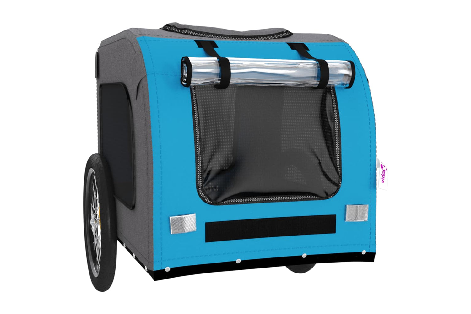 Vidaxl 93841 Pet Bike Trailer Blue And Grey Oxford Fabric&iron-4