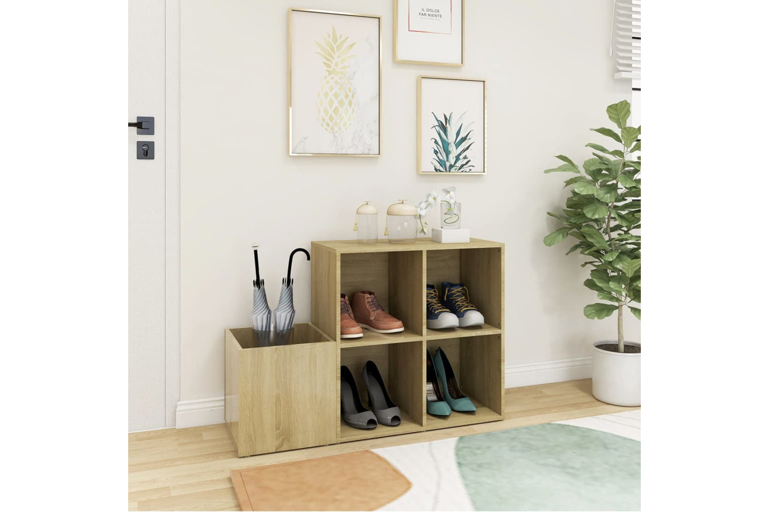 vidaXL 808254 Hall Shoe Cabinet Sonoma Oak 105x35.5x70cm Engineered Wood-2