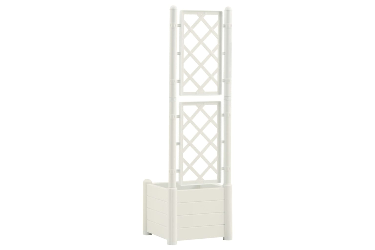 vidaXL 313979 Garden Planter With Trellis 43x43x142cm Pp White-4