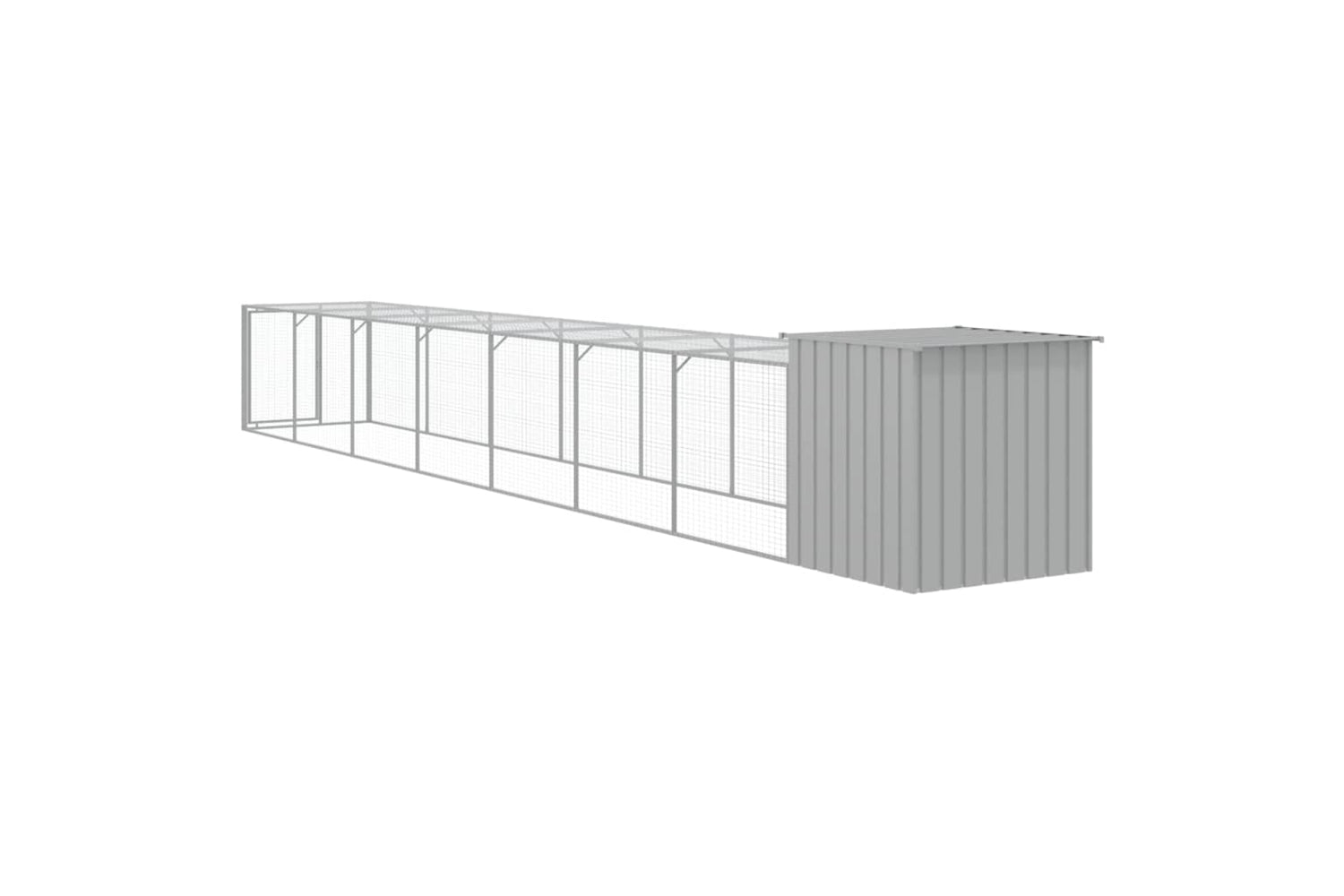 vidaXL 3189096 Chicken Cage With Run Light Grey 110x813x110cm Galvanised Steel-4
