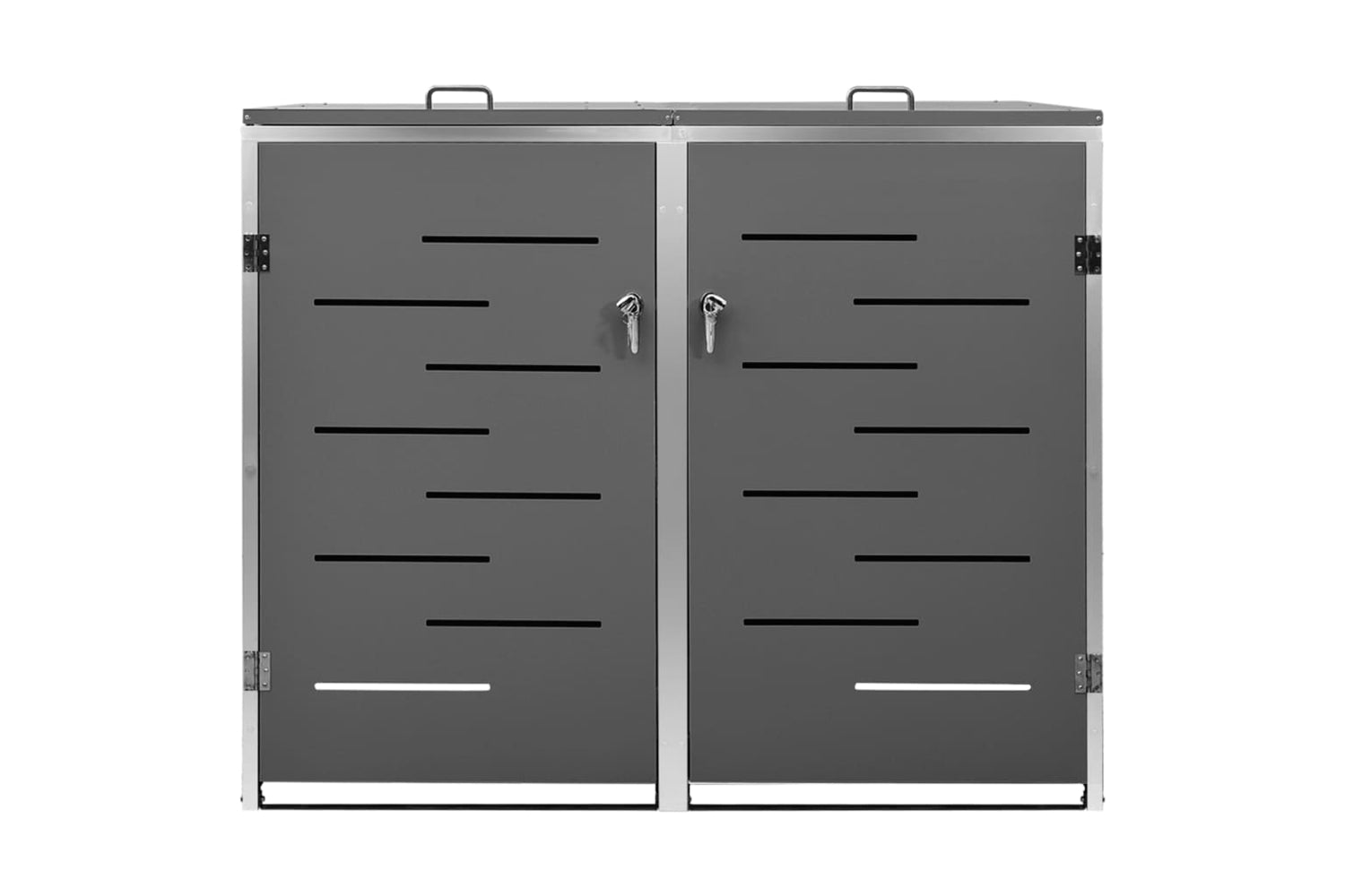 vidaXL Double Wheelie Bin Shed 138x77.5x112.5cm Stainless Steel-2
