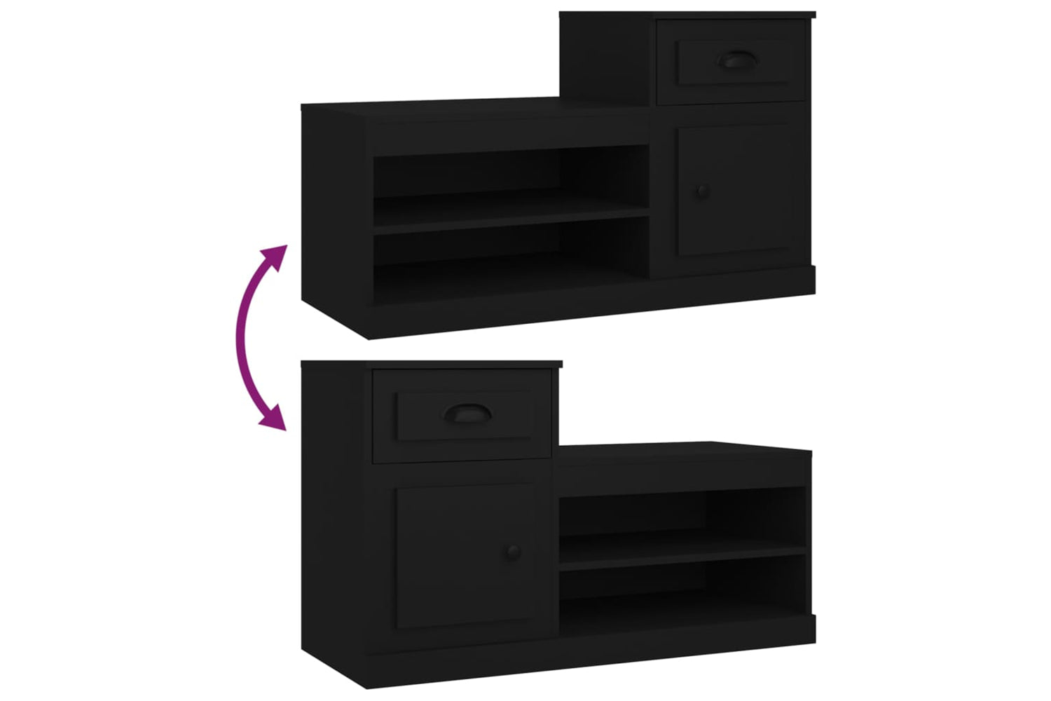 vidaXL 816417 Shoe Cabinet Black 100x42x60cm Engineered Wood-8