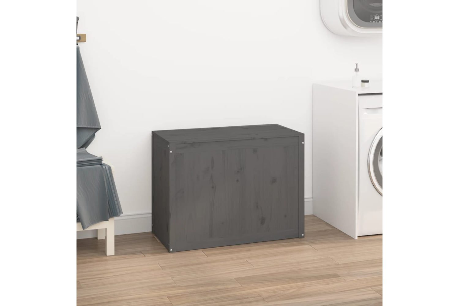 vidaXL 823571 Laundry Box Grey 88.5x44x66cm Solid Wood Pine-2