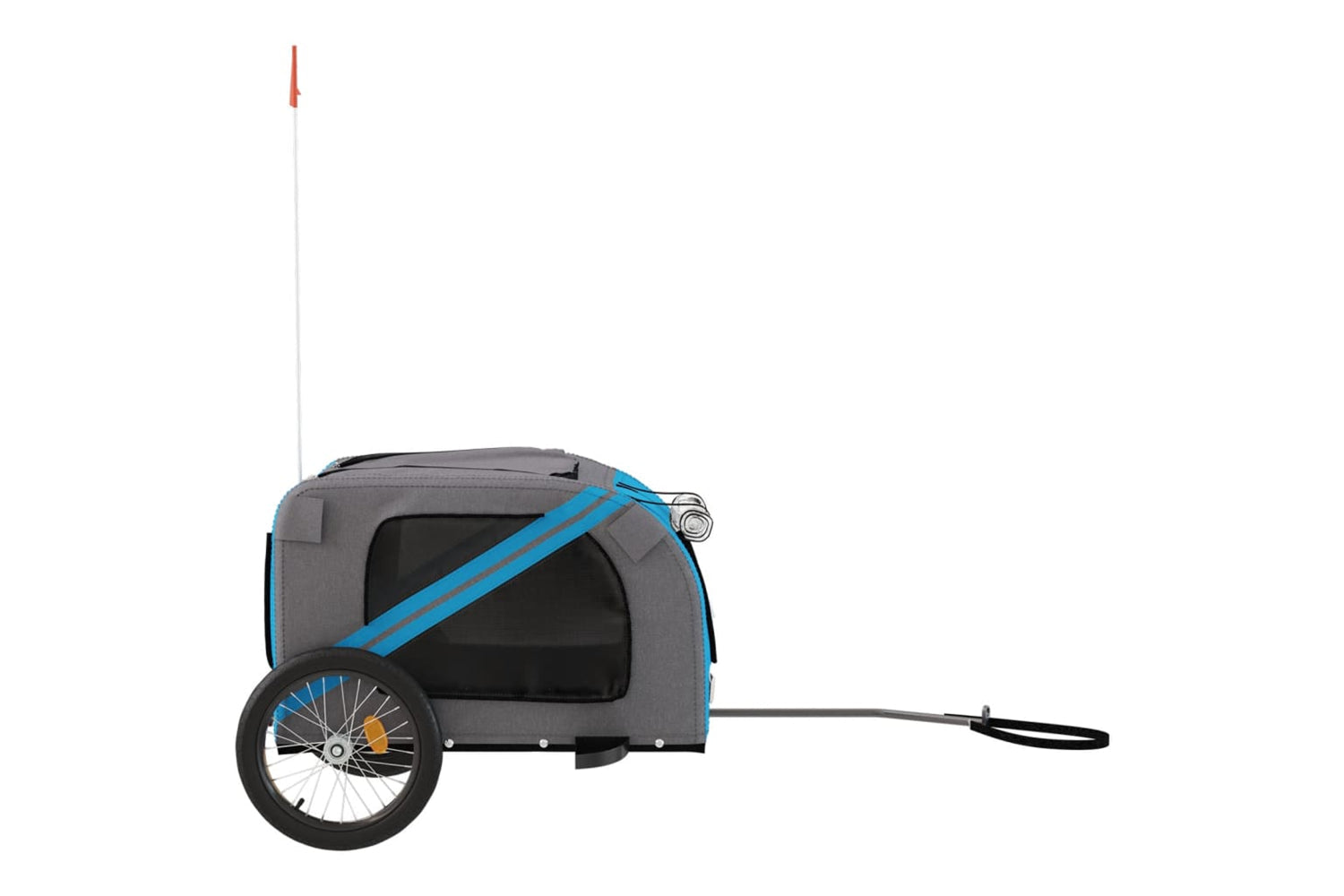 Vidaxl 93883 Pet Bike Trailer Blue And Grey Oxford Fabric And Iron-5