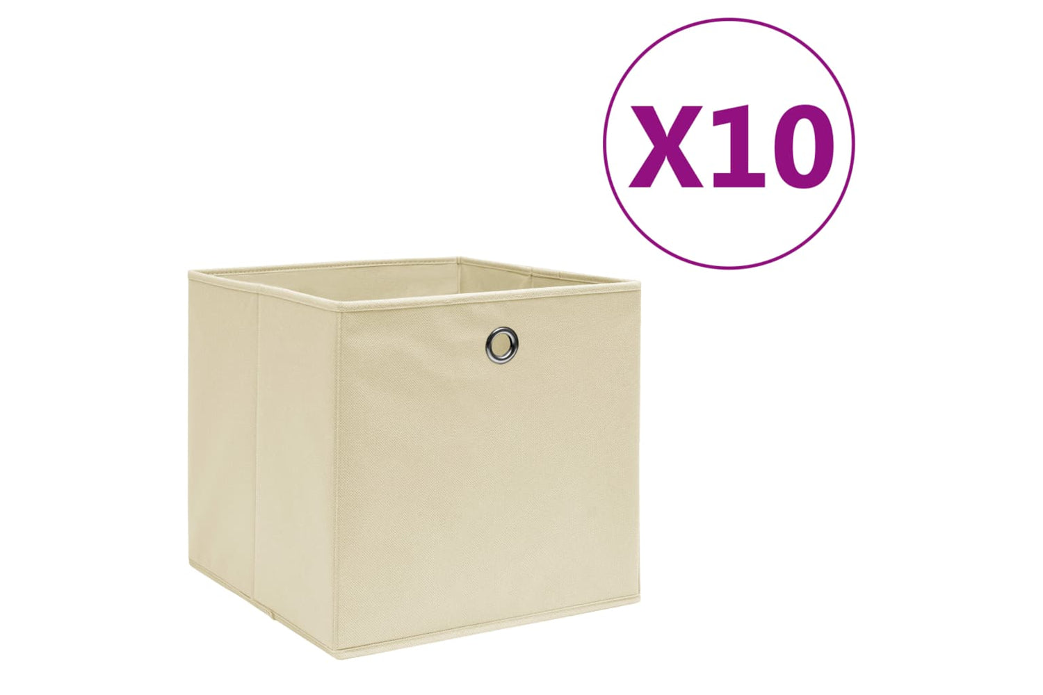 vidaXL 325217 Storage Boxes 10 Pcs Non-woven Fabric 28x28x28cm Cream