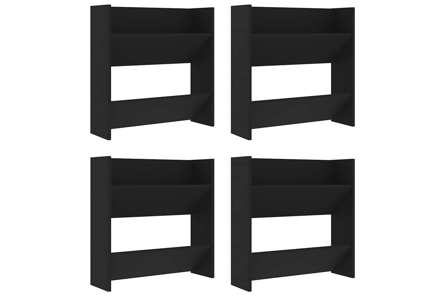 vidaXL 806719 Wall Shoe Cabinets 4 Pcs Black 60x18x60cm Engineered Wood