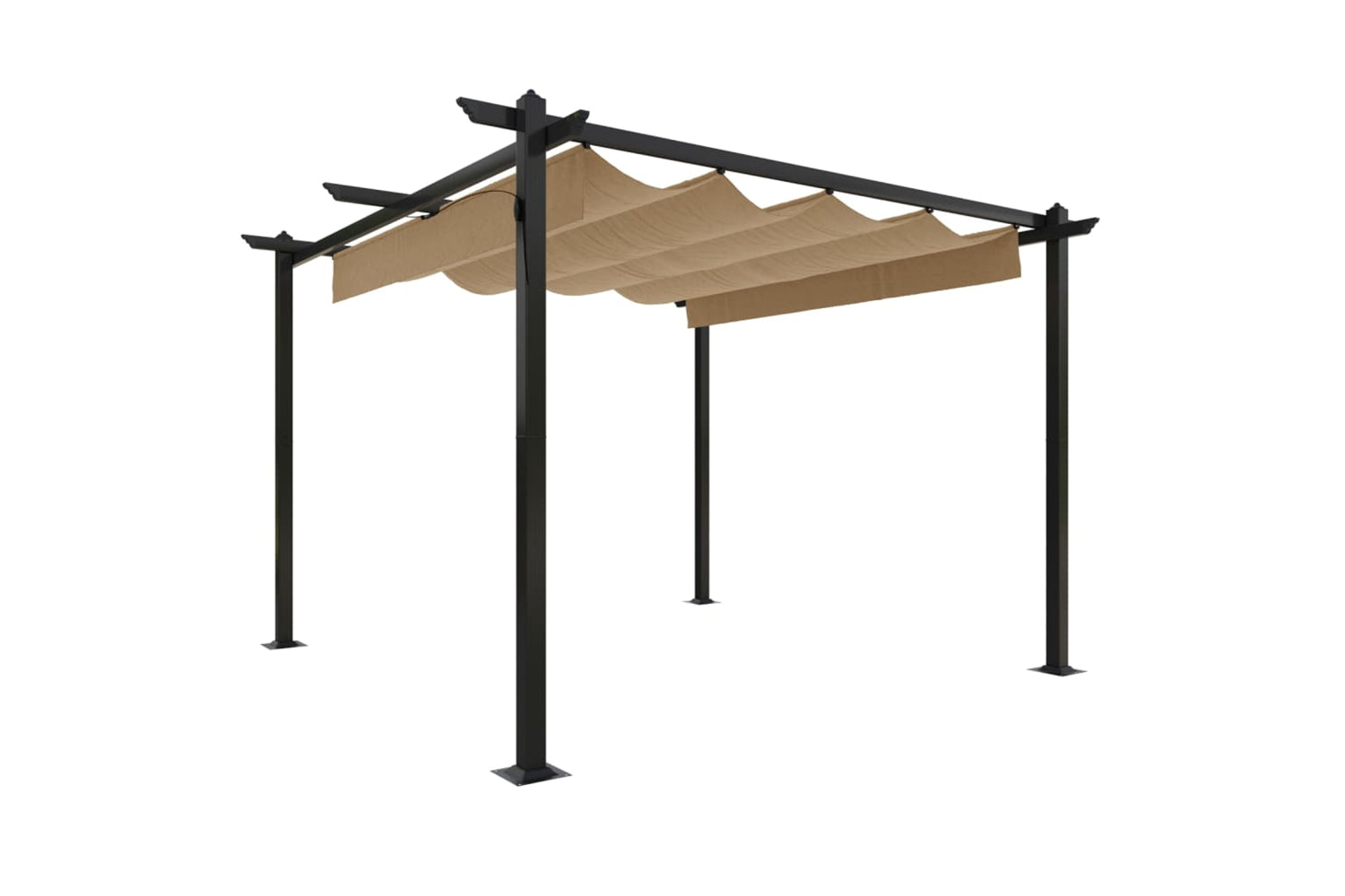 Vidaxl 318536 Garden Gazebo With Retractable Roof 3x3 M Taupe