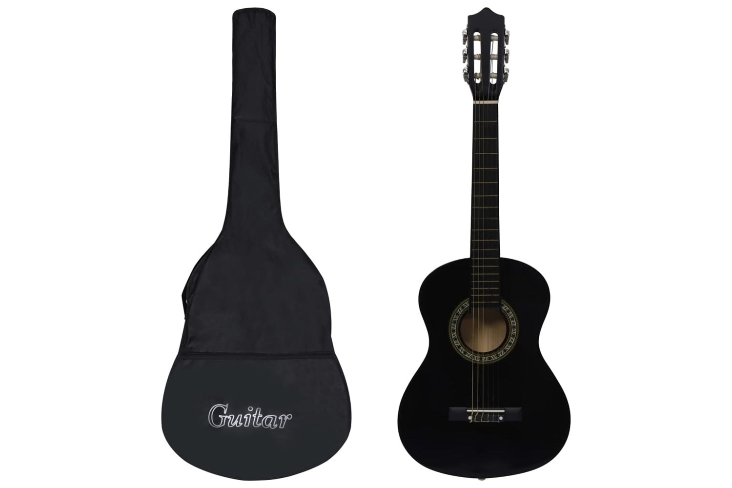 vidaXL 3055604 Classical Guitar For Beginner And Kid With Bag Black 1/2 34