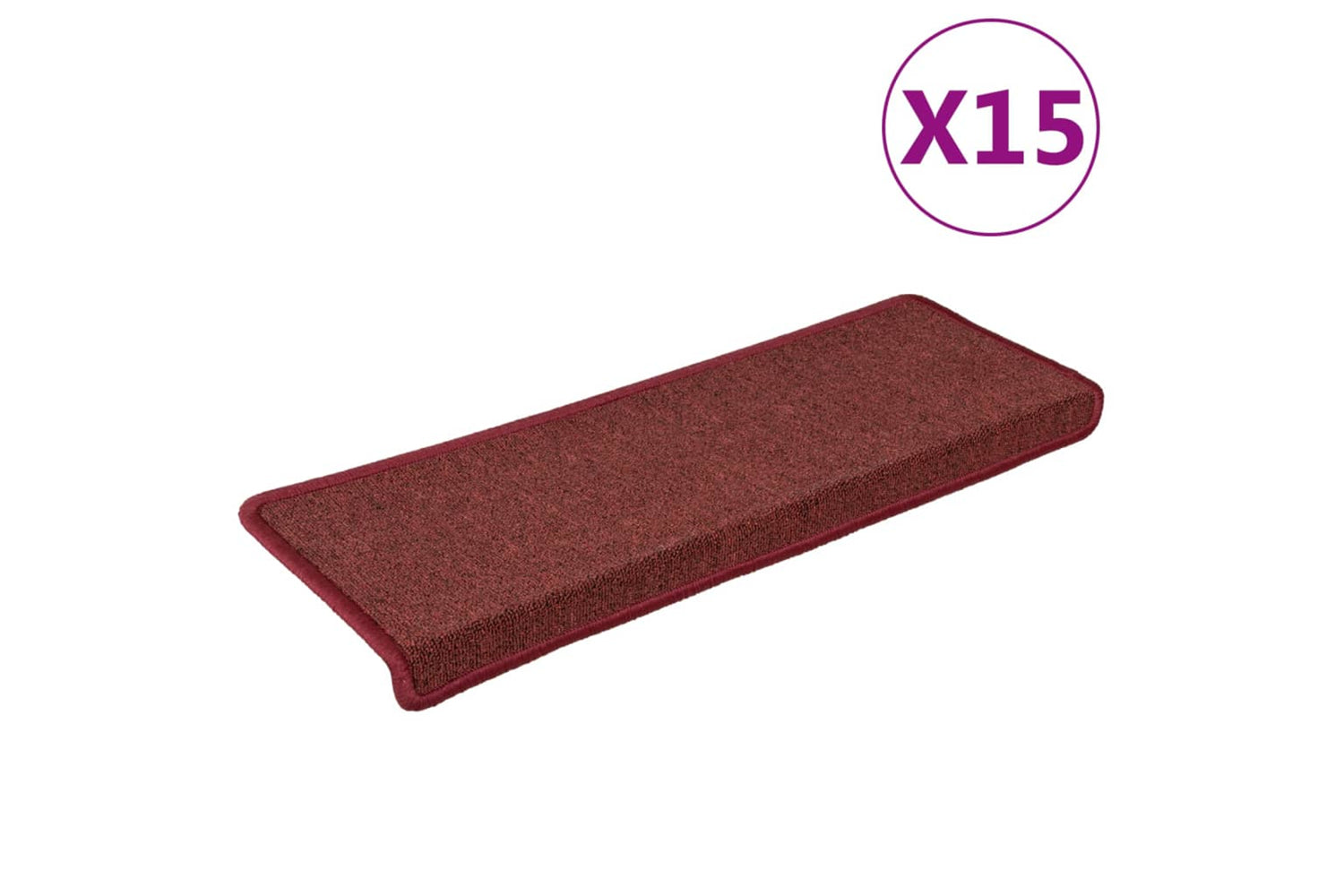 vidaXL 326199 Carpet Stair Treads 15 Pcs 65x21x4cm Matte Red
