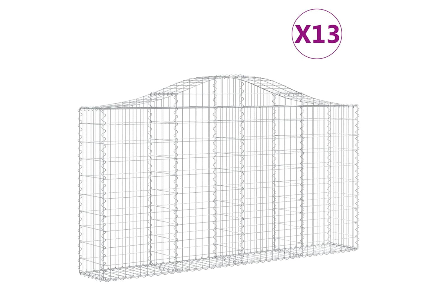 vidaXL 3145441 Arched Gabion Baskets 13 Pcs 200x30x100/120cm Galvanised Iron