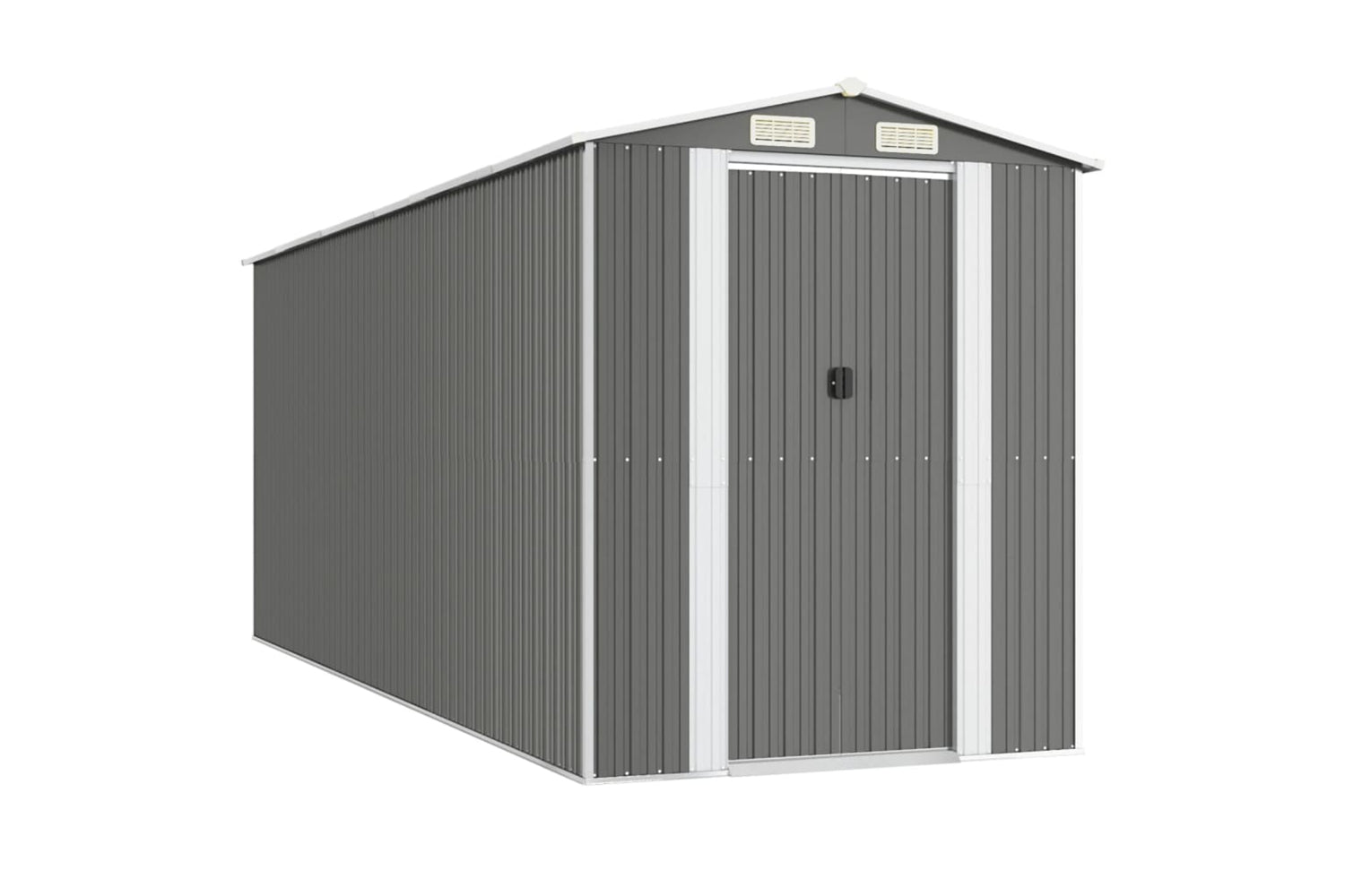 vidaXL 3147442 Garden Shed Light Grey 192x523x223cm Galvanised Steel