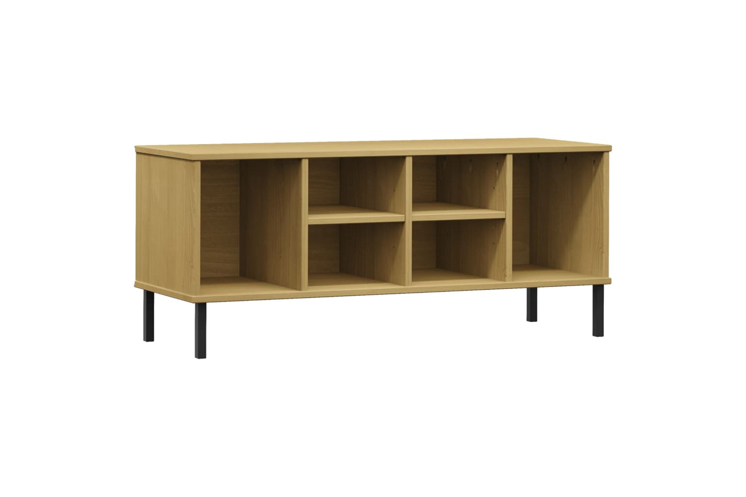vidaXL 350994 Shoe Rack With Metal Legs Brown 106x35x45cm Solid Wood Oslo