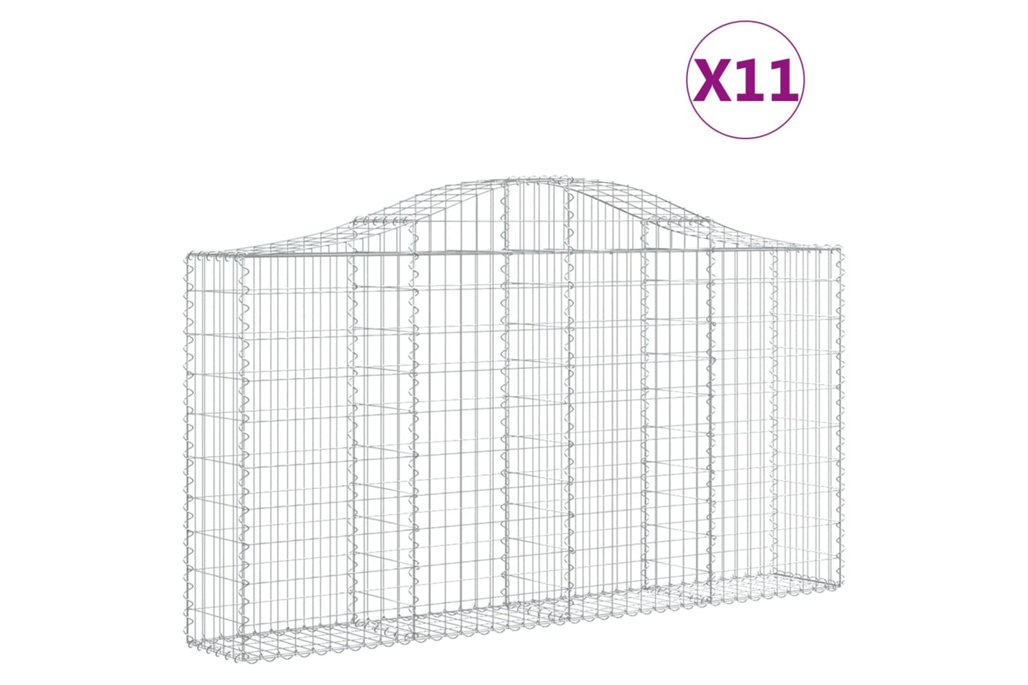 vidaXL 3145439 Arched Gabion Baskets 11 Pcs 200x30x100/120cm Galvanised Iron