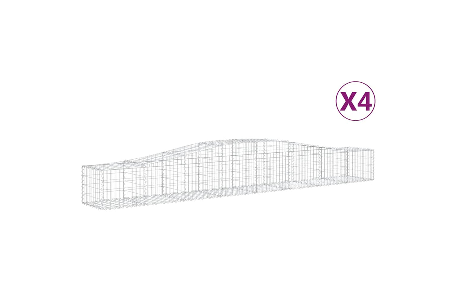 vidaXL 3145919 Arched Gabion Baskets 4 Pcs 400x50x40/60cm Galvanised Iron